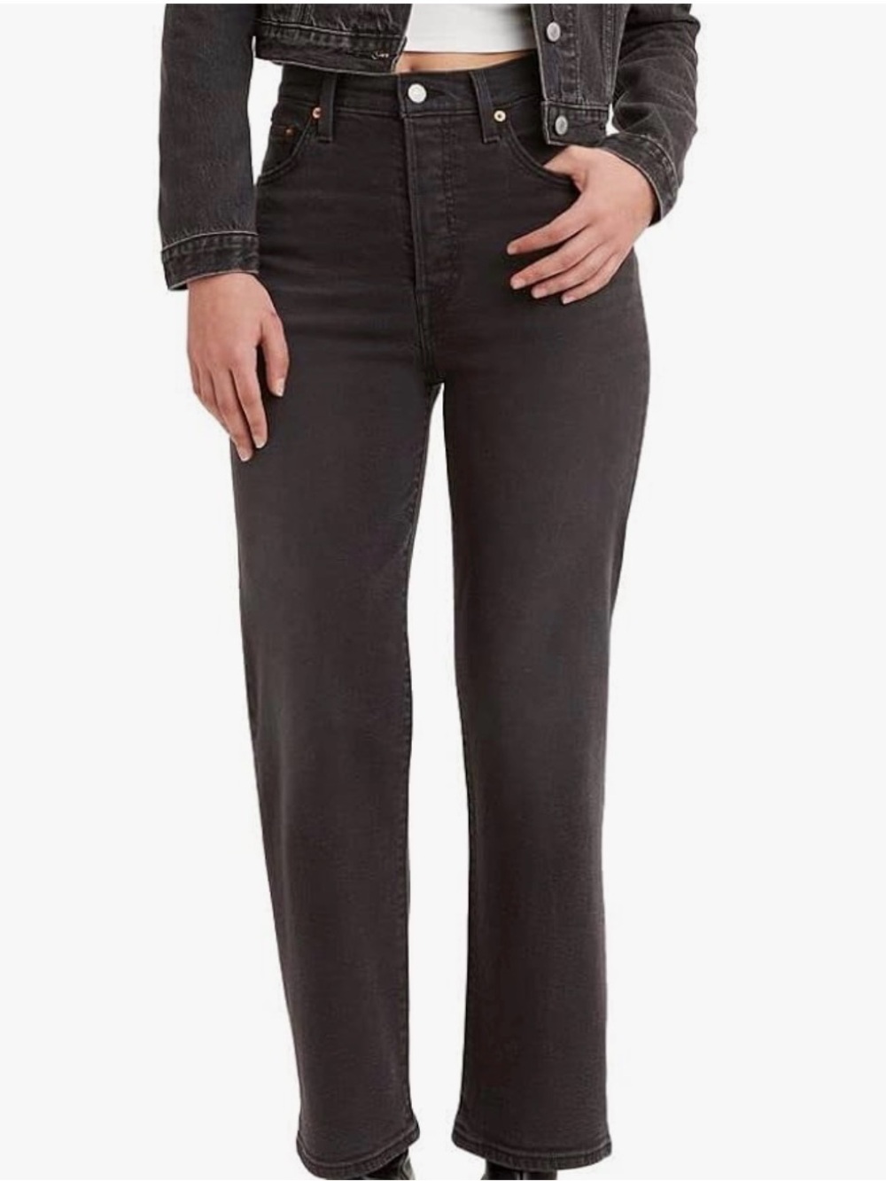 Levi's Ribcage Straight Ankle Jeans in Black Rinse Size 29